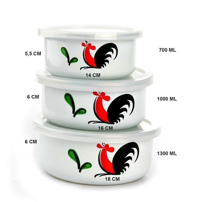 Rantang Susun 3 Ayam Jago/Mixing Bowl Kruruyuk