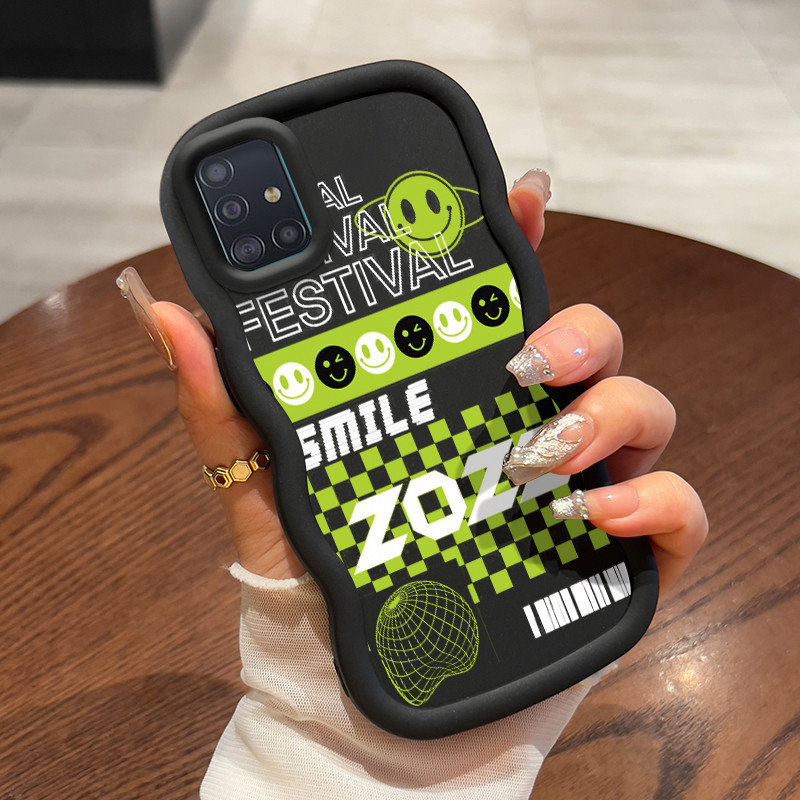 Casing HP Untuk Samsung A51 M40s Case Gaya balap tepi gelombang Kesing Cesing lunak Silikon Softcase