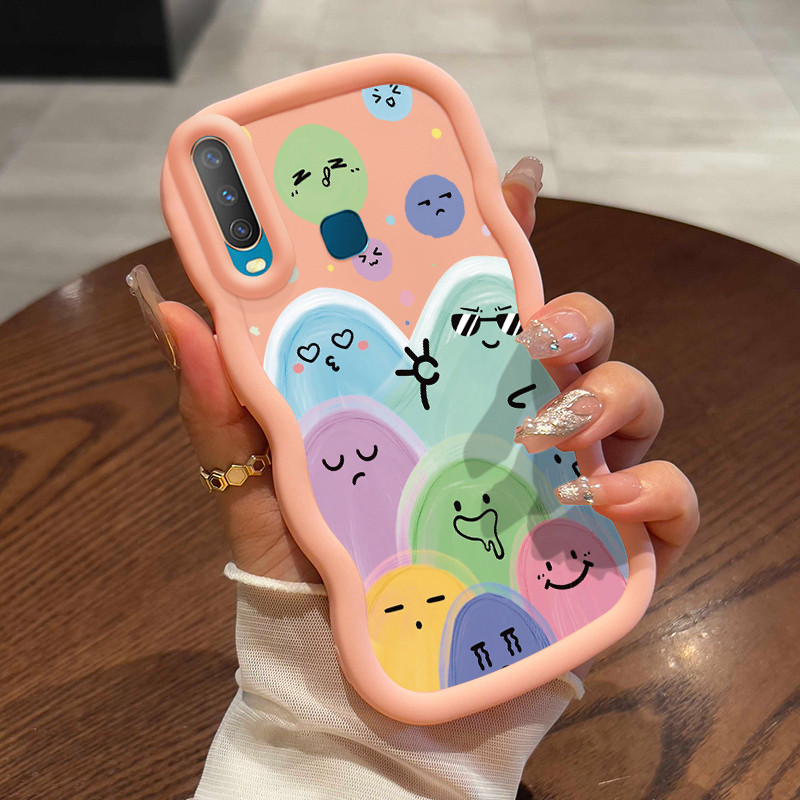 Casing Untuk VIVO Y12 Y12i Y15 Y17 Y3 Y3s 2020 Case Casing Kartun Emoji Tas pola HP Cesing lunak Sil