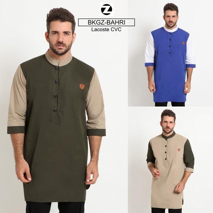 Zayidan Baju Koko Gamis Muslim Pria Bahri Hijau Army