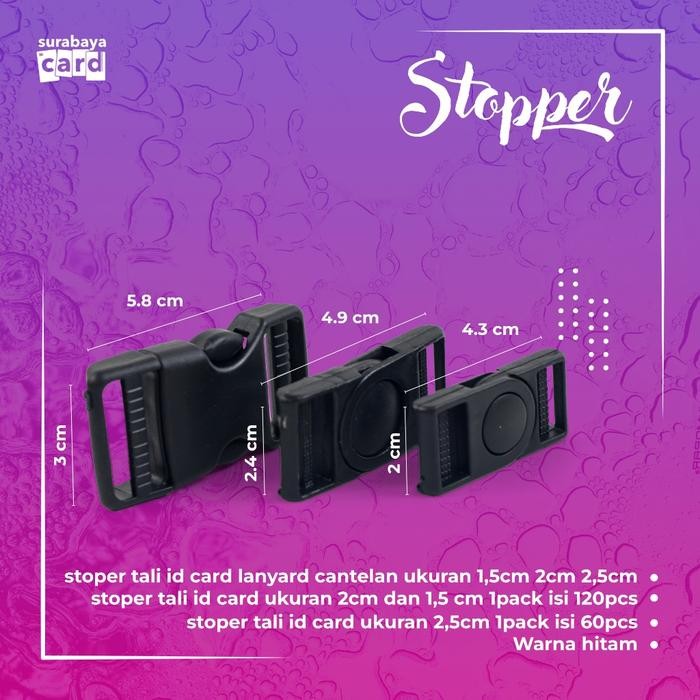 

OJ Stoper stopper tali id card lanyard cantelan ukuran 2 cm isi 120 pcs Warna hitam