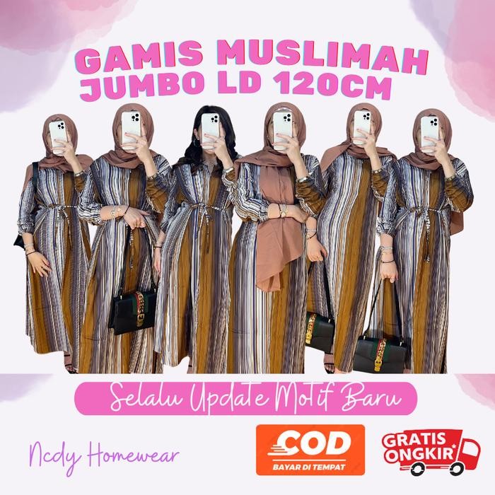 Pilihan- Ncdy Homewear Dress Panjang Muslimah Daster Lengan Panjang Gamis Rayon Cantik Wanita