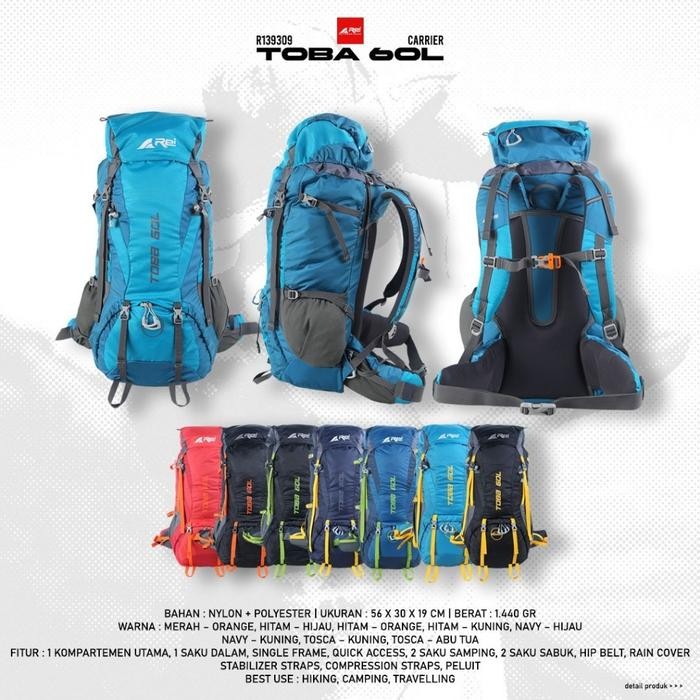 SIAPKIRIM TAS GUNUNG REI TOBA 60L - CARRIER REI TOBA 60LITER - TAS GUNU READY STOCK