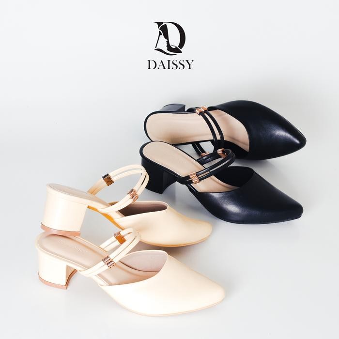 Donatello - Bianca Mules Heels 5Cm Bigsize Jumbo - Daissy Black Wanita Shoes