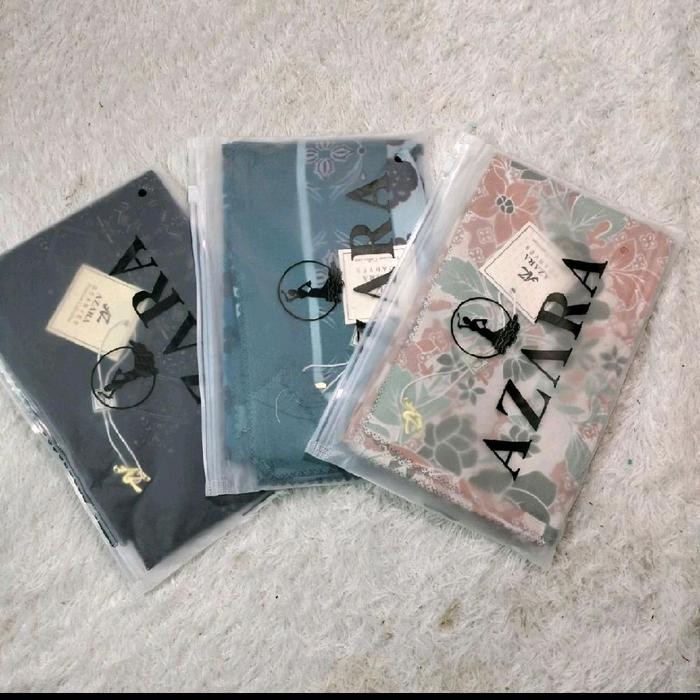 Pilihan- (Ecer 3 Pouch) Hijab Segiempat Motif Azara Pouch Paket Usaha Logo Metal Bahan Voal Lc