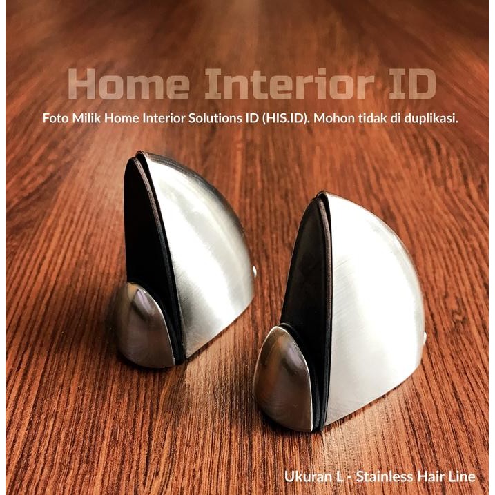 Ambalan Kaca Stainless - Jepit Kaca Sirip Hiu L