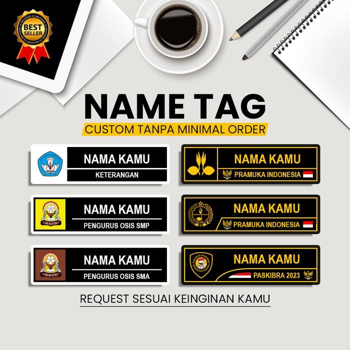 New NAME TAG PENITI DADA / Name Tag Akrilik Murah Satuan / Papan Nama Name Tag - COD