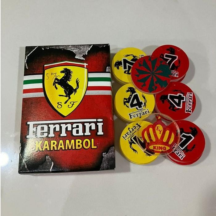 MJ Biji Karambol Biasa Tebal 5 mm Motif Ferrari / Random Koin Krambol Satu Lapis Original Keping