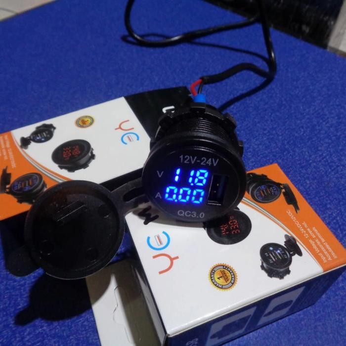 Volt Meter Digital Aki Motor/Mobil 12 Volt sampai 24 Volt 3 in 1