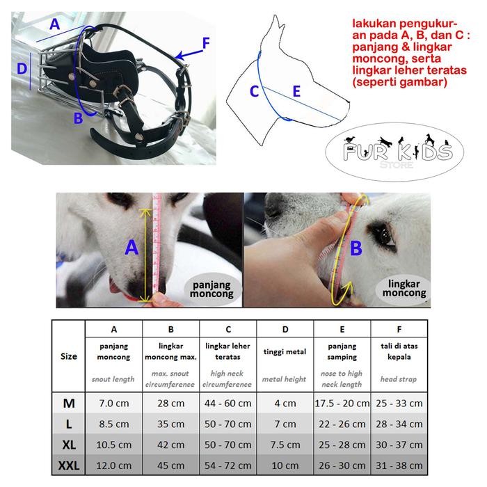 Heavy Duty Dog Metal Stainless Steel + Leather Muzzle / Brongsong Berangus Ikat Mulut Anjing Besar