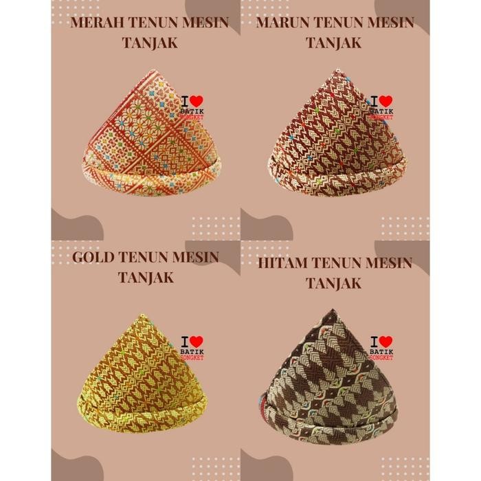 Promo Topi Tanjak Pria Laki-Laki Songket Tenun Asli Adat Palembang Melayu Batiksongket