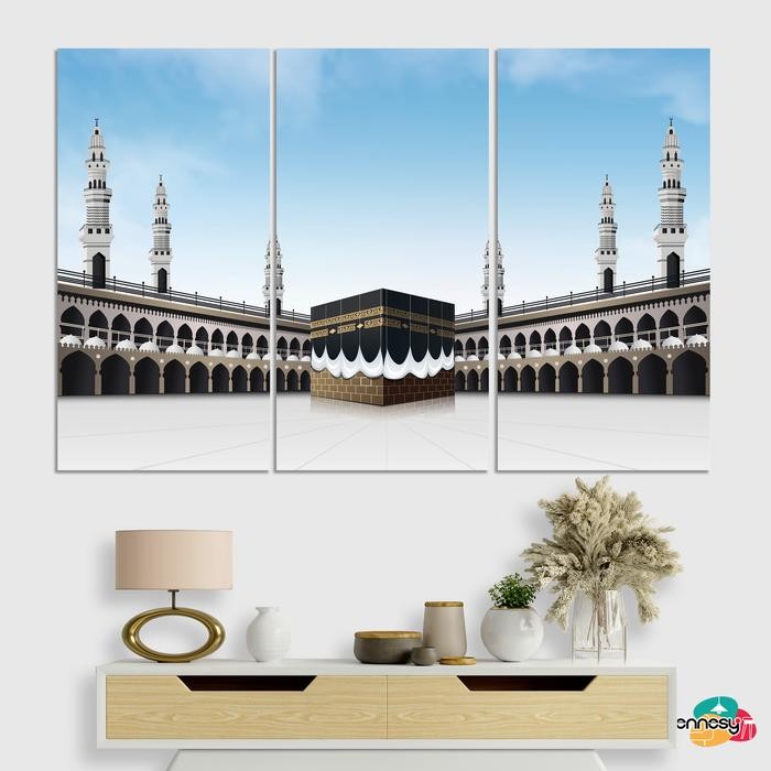 TENNESY HIASAN DINDING 1 SET KABAH ISLAMIC BESAR 3 PANEL BINGKAI FOTO WALL DECOR AESTHETIC kaligrafi