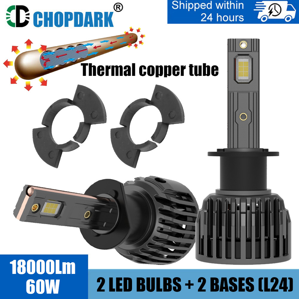 LED H1 Car LED Headlight Bulbs 18000Lm 60W and Base Adapter Holder