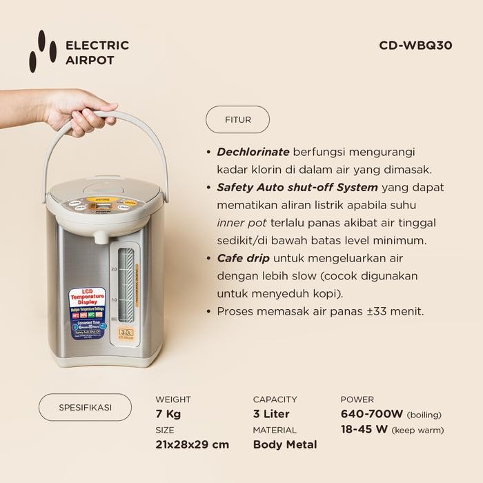HariPromo- Termos Elektrik Zojirushi 2.2 Liter Cd-Wbq22 Ts
