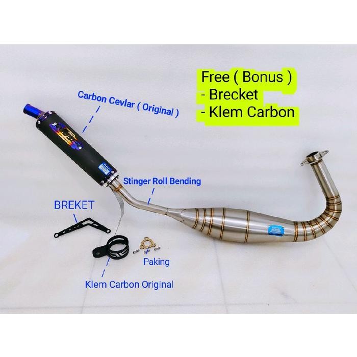 ORIGINAL Knalpot Rx king kolong p repsol silincer carbon ALESER Perut Stainless Motorcycle READY
