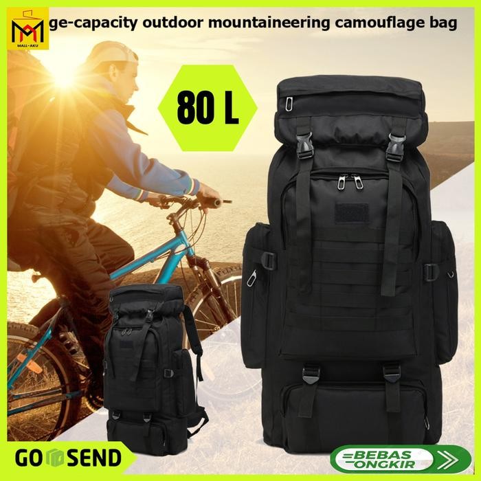 Tas Gunung Ransel Taktis Militer Hiking Camping Oxford Waterproof 80 L