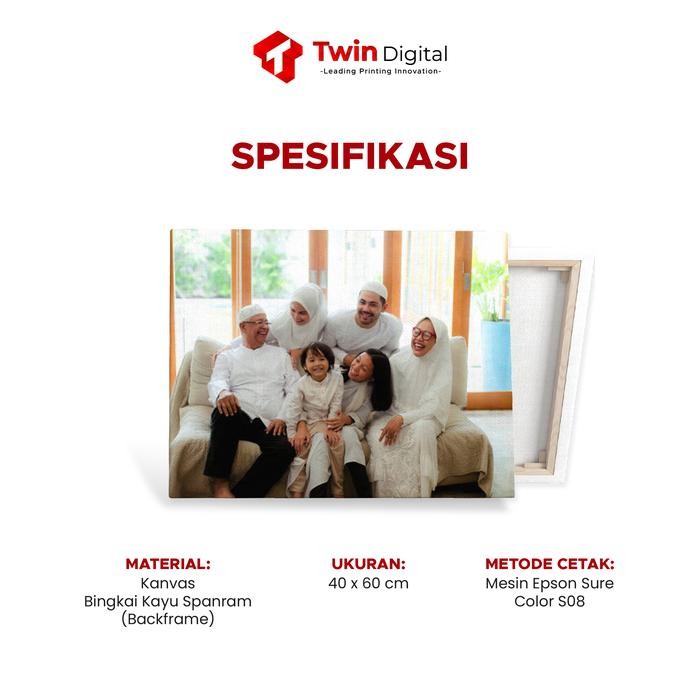 rnaw- Custom Cetak Foto Keluarga Kanvas Spanram + Frame - Spanram 40 X 60 Cm