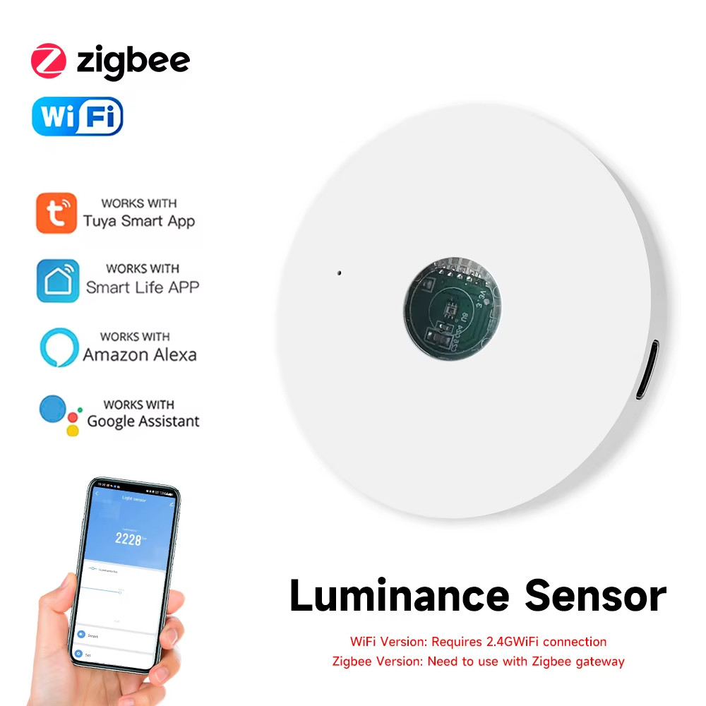 Tuya Wifi/Zigbee Luminance Sensor Light Sensor Illumination Brightness Detector Home Automation