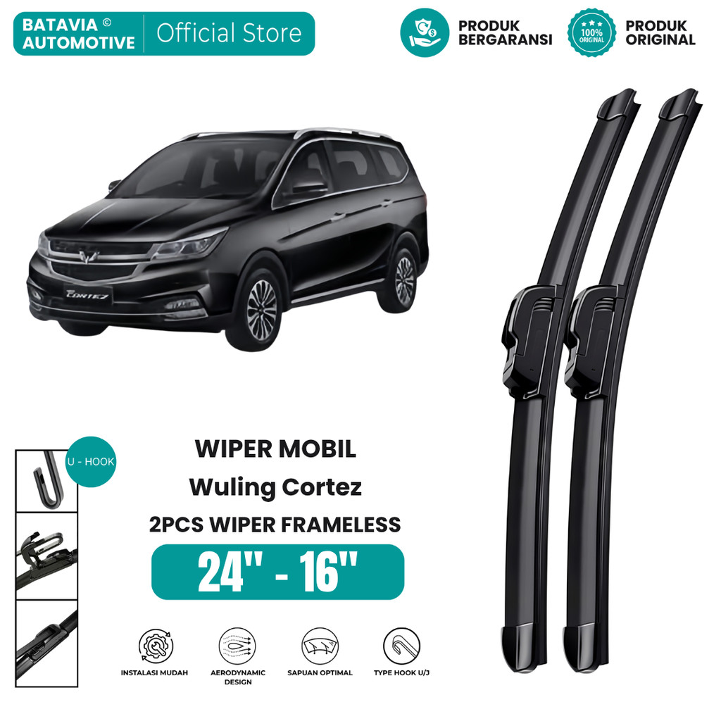 Wiper Wuling Cortez Frameless Kaca Depan Mobil