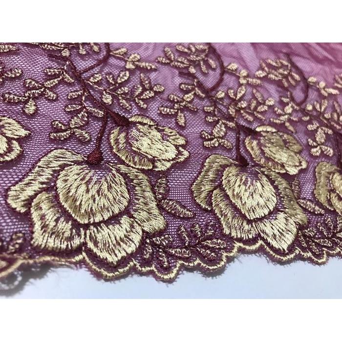 Renda It-143 Plum (Ungu Tua) Lebar: 16,5 Cm