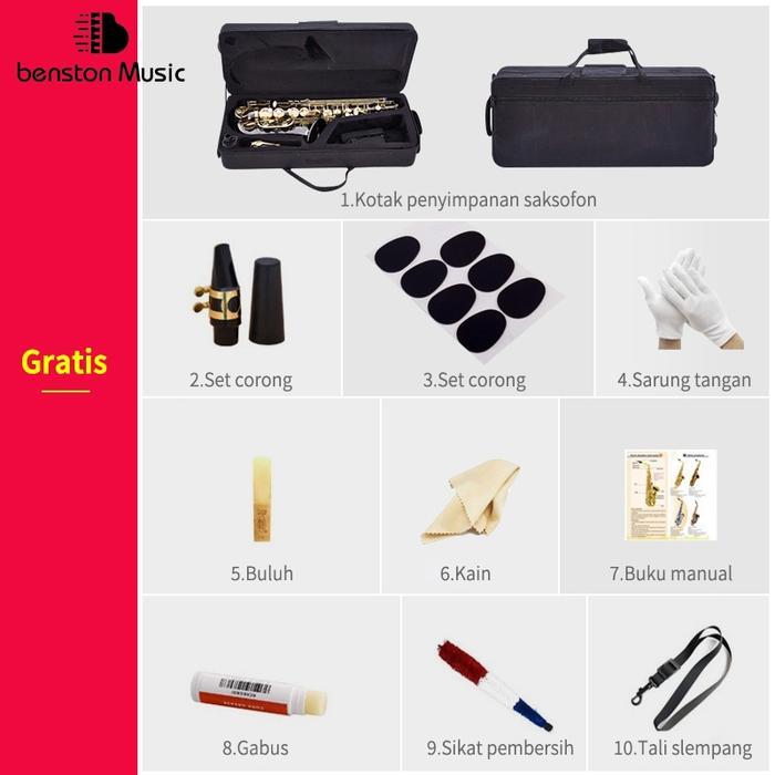 TERBARU TERLARIS Benston Music- Instrumen Saxophone, Alto Saxophone E Flat, Saxophone untuk Pemula,