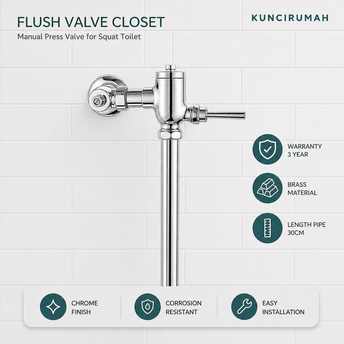 Flush Valve Closet Toilet - Manual Control Flush Valve