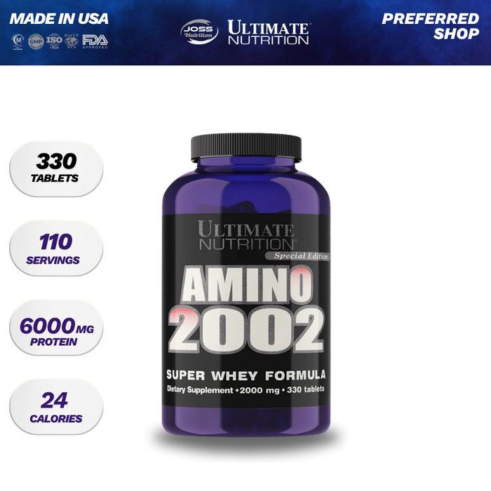 Terlaris Ultimate Nutrition Amino 2002 330 Tabs From Whey Hydrolysate Import Usa - Suplemen Fitnes /