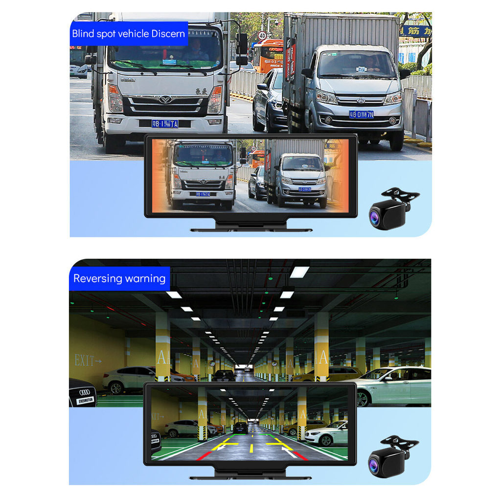 EKLEVA 10.26" 4K Dual Dash Cam Front Inside IR Night Vision 24H Park Monitor Car DVR WiFi BT CarPlay