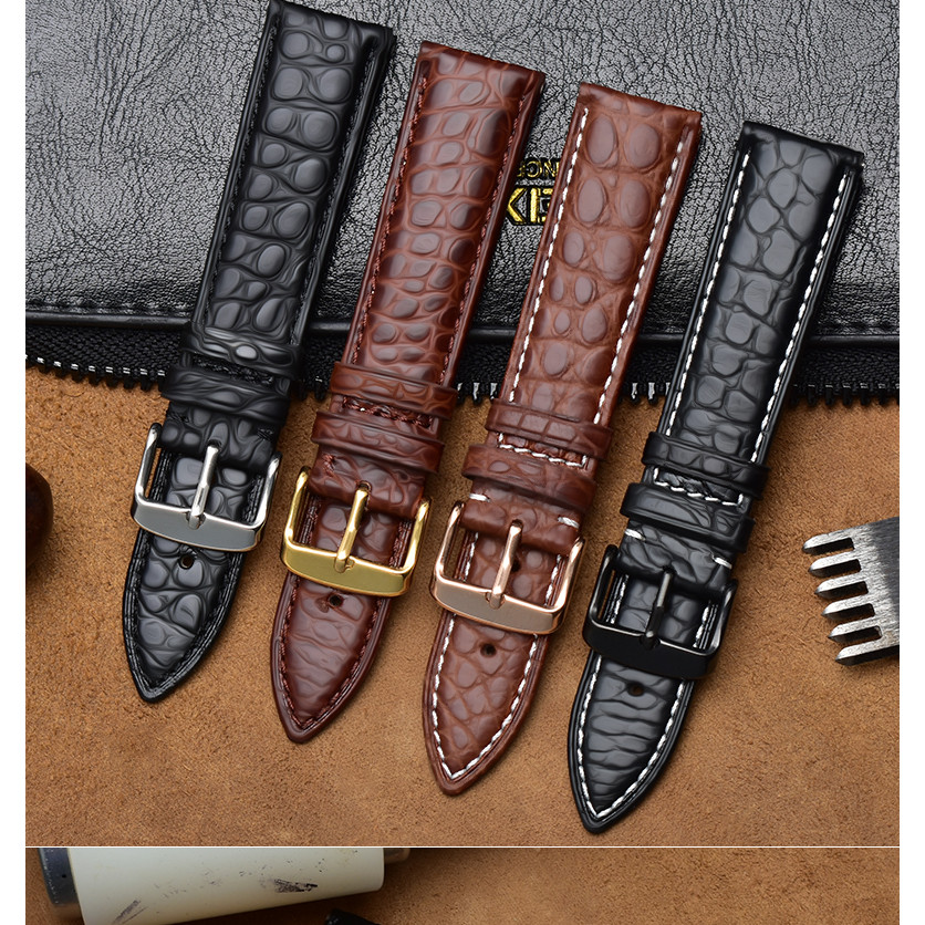 Crocodile leather strap for Longines Omega Rossini Citizen Tissot seagull strap men women butterfly