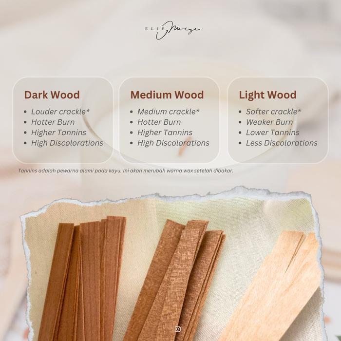 Elie Moise 10 set Wooden Wick with Metal Holder Sumbu Lilin + holder untuk Scented Candle