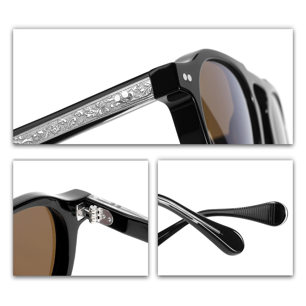 VZONE Driving Sunglasses for Men Women Polarized Lens UV400 Protection Retro Round Glasses Frame