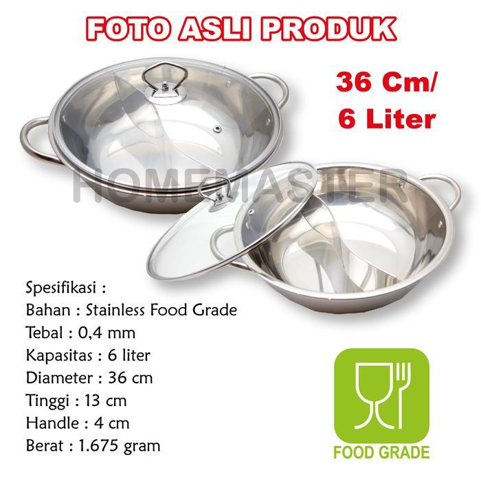 HomeMaster Panci/Pot Sukiyaki/Shabu Shabu/Steamboat Stainless Sekat/YinYang 36 SP201042NM36 -