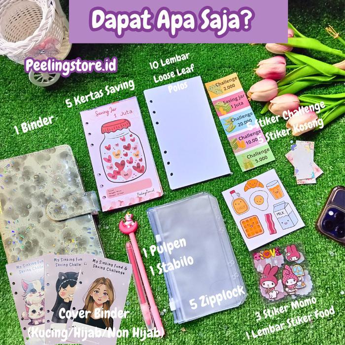 [5 ZIPLOCK] PAKET BINDER JELLY NABUNG A6/ BINDER KEUANGAN MURAH / BINDER A6 / BINDER SEQUIN BINDER