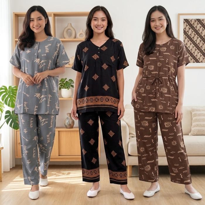 Diskon Setelan Cp Andin Cabutan Baju Rayon Wanita Celana Piyama Dewasa Panjang Busui Tidur Pendek