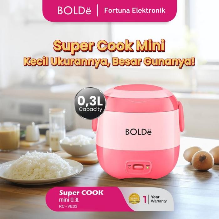 Bolde Super Cook Mini 0.3 Liter Magic Com Travel Mini Anti Lengket