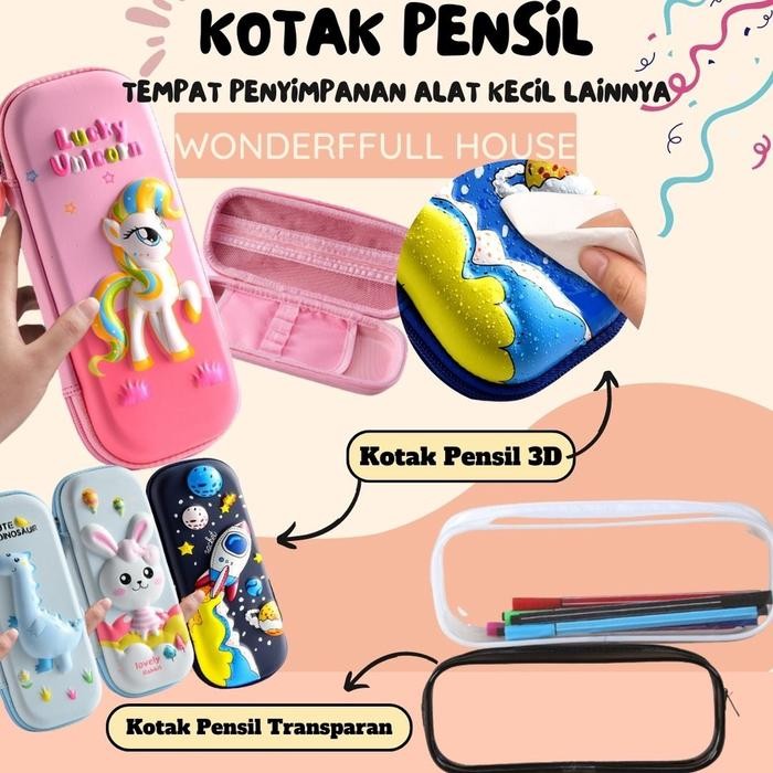 

Kotak Pensil Transparan Tempat Pensil 3D Anti Air Penyimpanan Pensil