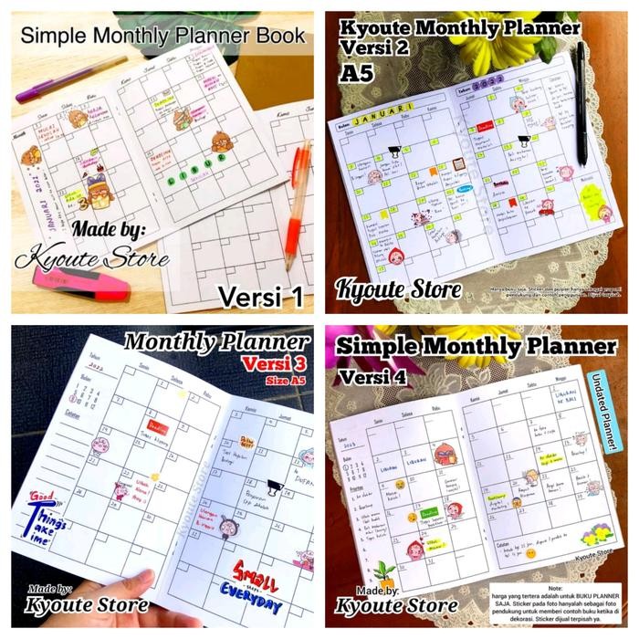 

Bisa Termin! Paket 4 Buku Monthly Planner Versi 1-4 Kyoute A5 Schedule Agenda Book