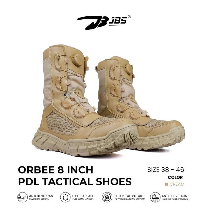 Sepatu PDL Tali Putar / Sepatu Tactical Original Rafale Orbee 8" Cream YOW Lacing System
