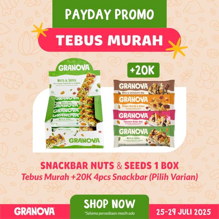 

Pilihan- Granova - Snackbar Nuts & Seeds 26Gr X 16 Pcs (Rasa Original) - Cemilan Sehat, Gandum,