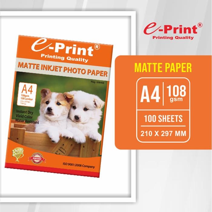 

Pilihan- E-Print Kertas Foto Matte Inkjet Paper 108Gsm