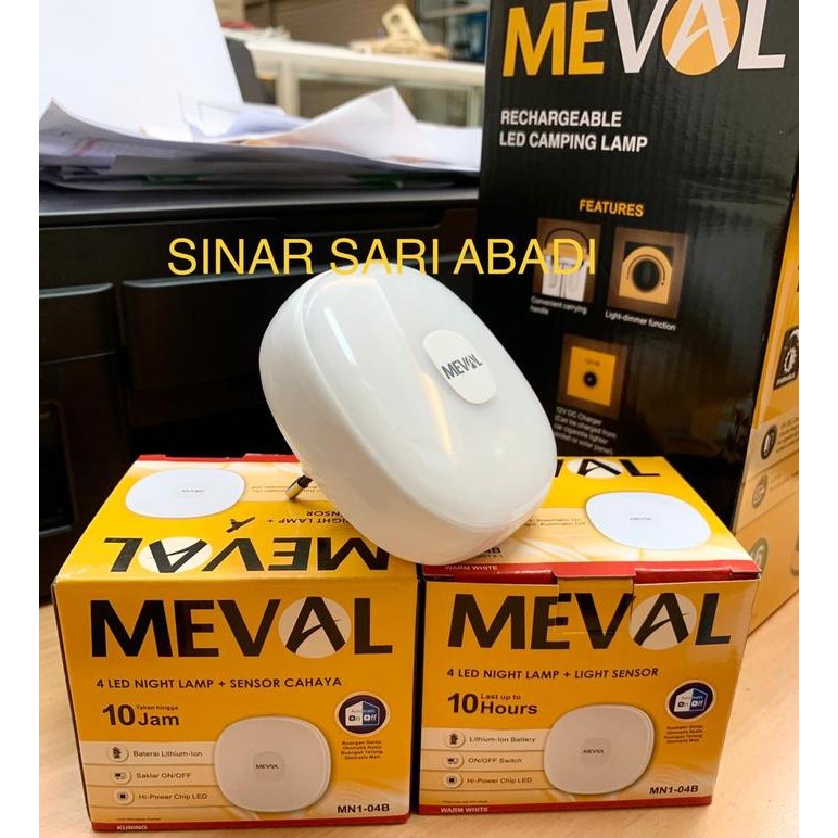 Lampu Tidur LED + Sensor Cahaya MEVAL Cahaya LED Warm White Kuning