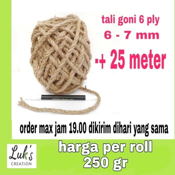 

Tali goni 6 ply 7 mm 25 meter 250gr - tampar goni - tali rami murah