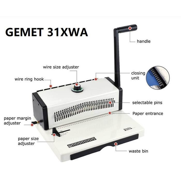 

GEMET 31 XWA, MESIN JILID BINDING SPIRAL KAWAT 3:1, A4, LUBANG BULAT, LUBANG BISA PILIH, GEMET 31XWA