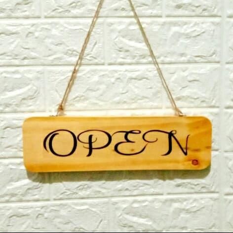 SIGN OPEN CLOSE - TANDA BUKA TUTUP - PAPAN KAYU OPEN CLOSE