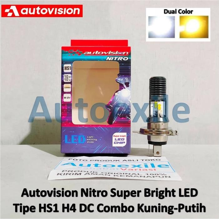 ASLI Autovision Nitro Super Bright LED HS1 H4 DC Combo Color Kuning Putih Lampu Motor Verza New Mero