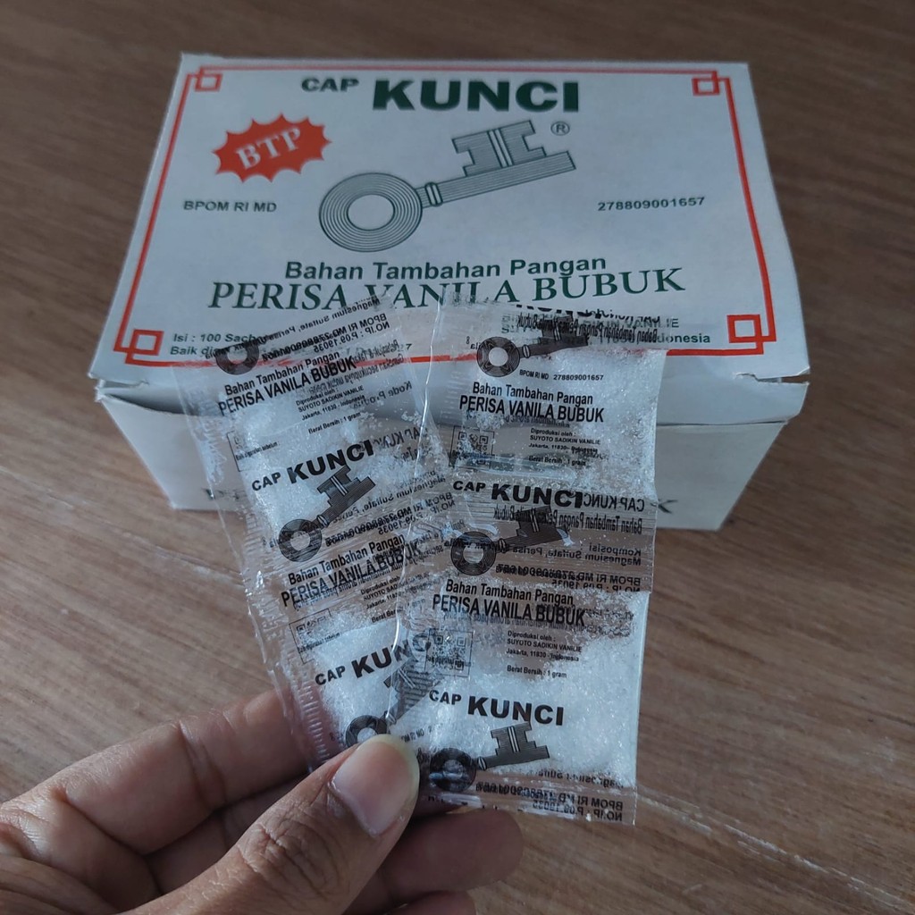 Perisa Vanila Bubuk (Vanili) Cap KUNCI Kemasan 1 gram (isi 4 sachet)