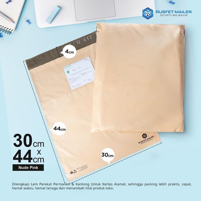 

AMPLOP PLASTIK POLYMAILER POLIMAILER PACKING ONLINE NUDE PINK 30X44 KODE 951