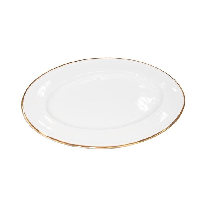 Appetite 34 Cm Piring Saji - Putih/Gold
