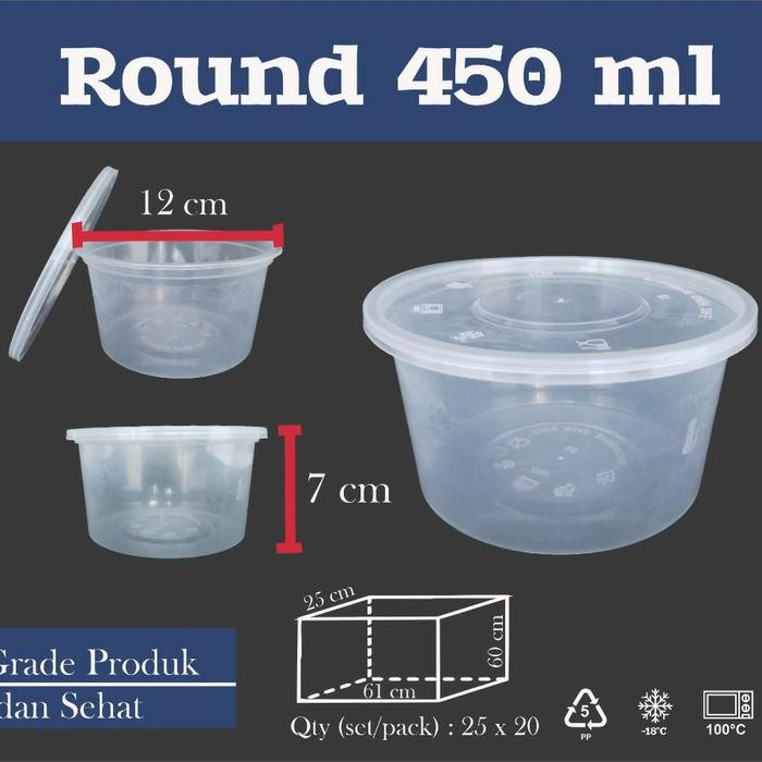 

[DUS] Thinwall round 450 ml/mangkok plastik isi 500 anti tumpah