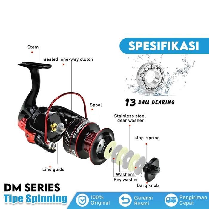 Reel Pancing Gulungan Senar Dm1000 Katrol Kerekan Pancing Fishing Reel Spool Metal Aluminium